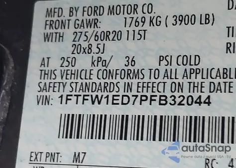 2023 Ford F-150 Xlt из США, поврежденный, VIN 1FTFW1ED7PFB32044